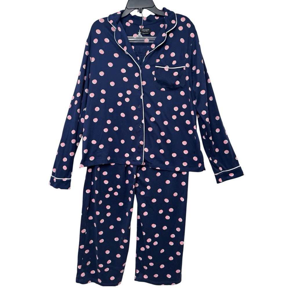 Kate Spade Navy and Pink Polka Dot Pajama Set